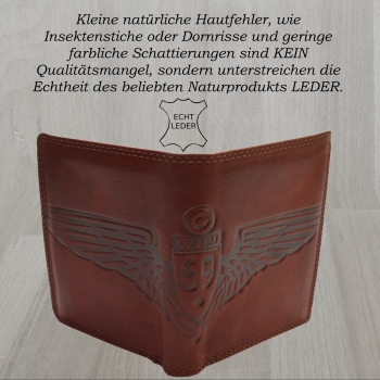 Adlerdruck Vintage Herren Portemonnaie Used Look Handgemacht Hochformat rot